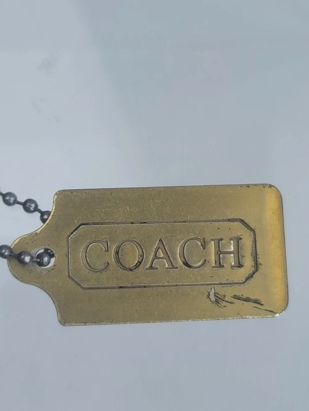 Coach Vintage Antique Brass-Tone Metal Key Chain Tag Fob Charm Hang Tag